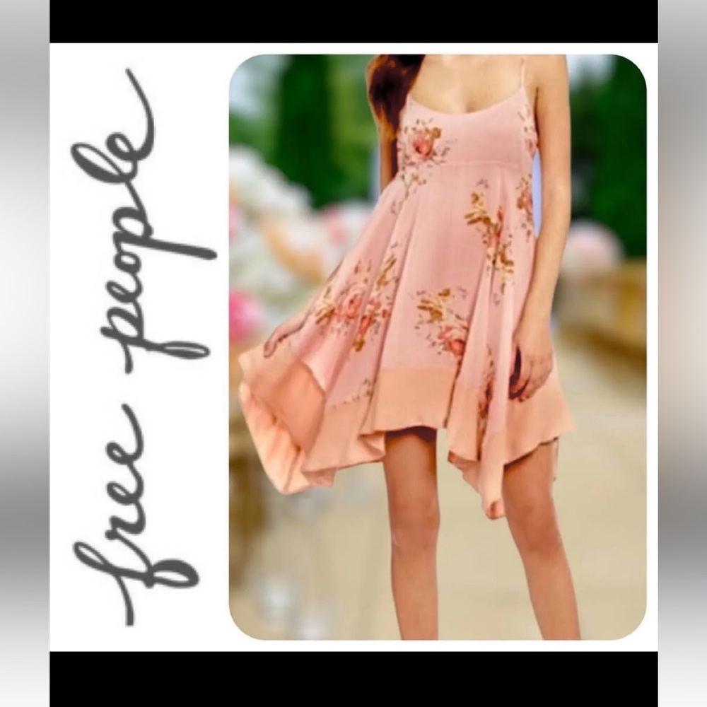 Free People Pink Floral Handkerchief Dress 
Color-Pink Size: M